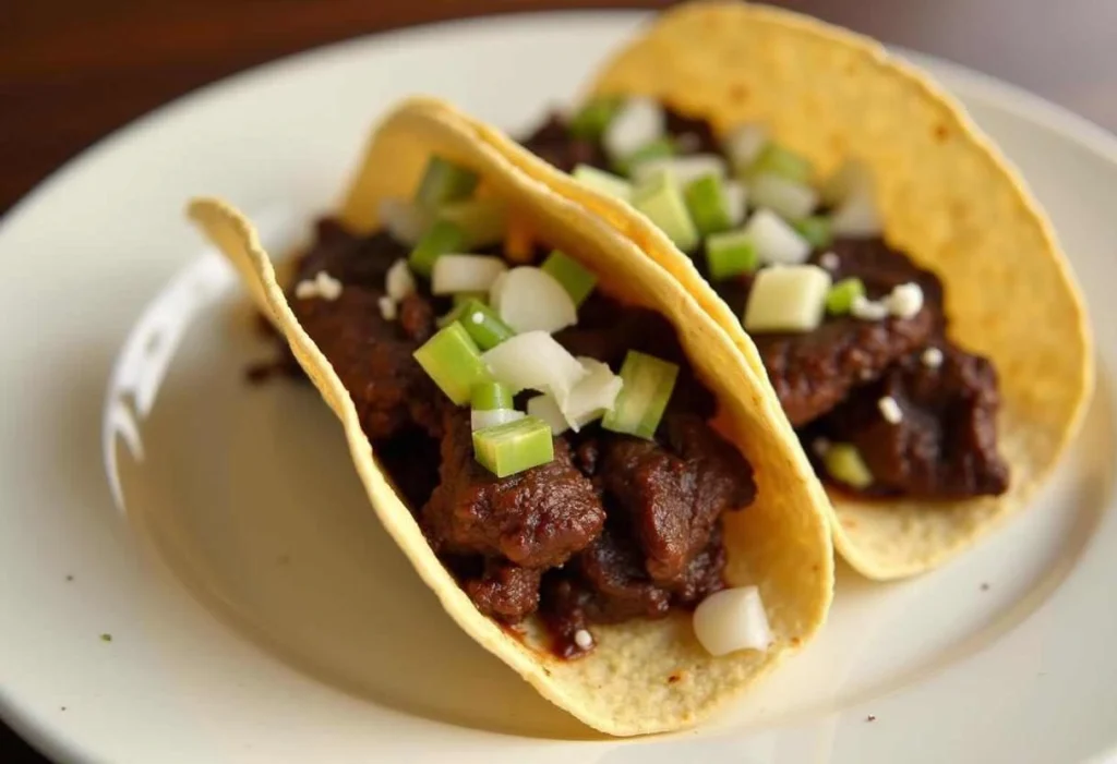 Delicious slow-cooked beef cheek tacos topped with cilantro, lime, and salsa