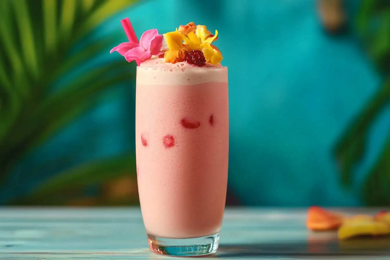 Bahama Mama Tropical Smoothie with pineapple, mango, and coconut milk in a glass