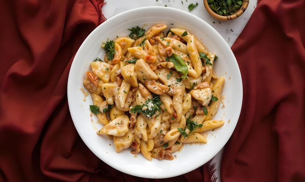 Delicious Marry Me Chicken Pasta with creamy sauce, chicken breast, fresh basil, and sun-dried tomatoes.