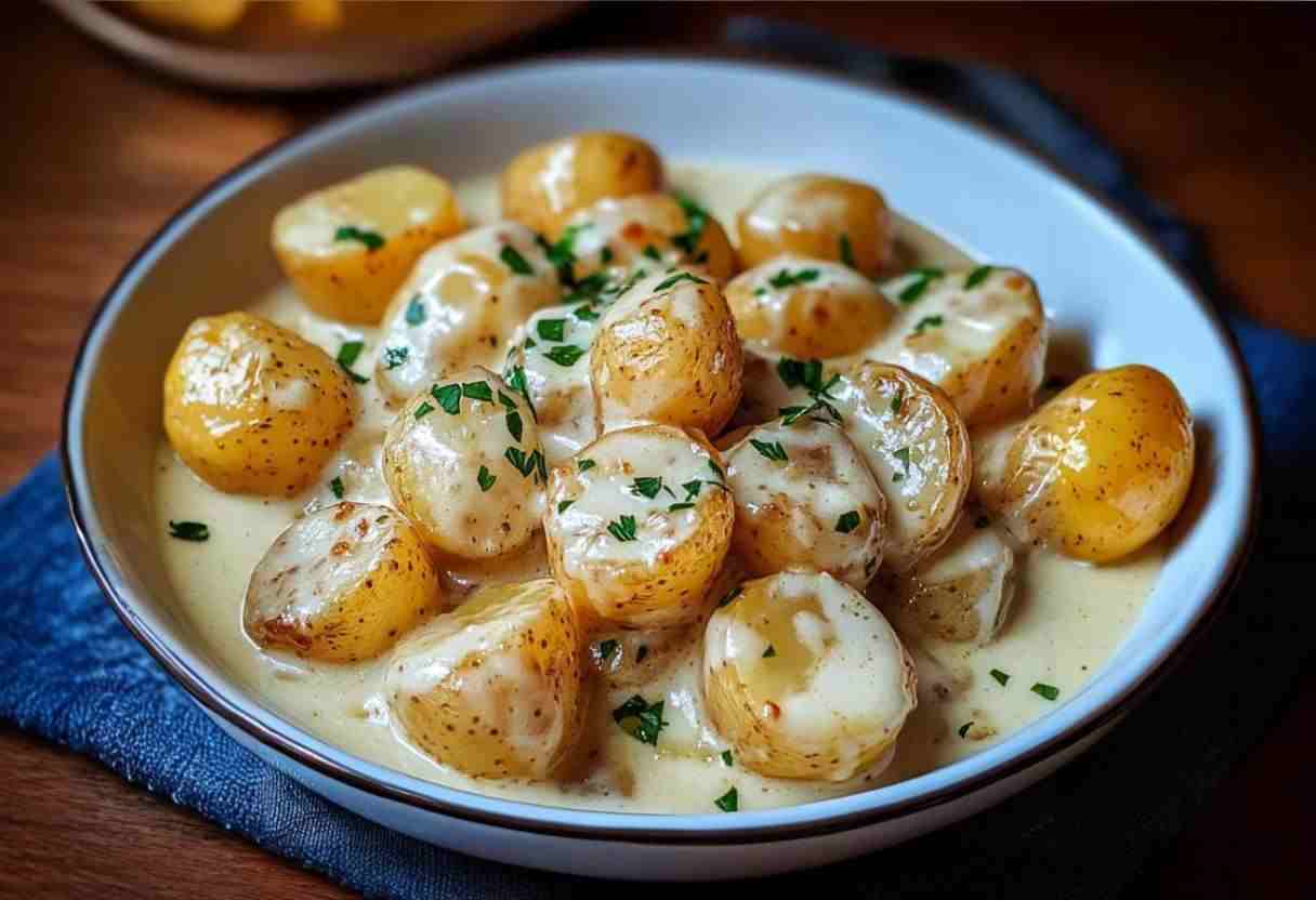 Perfect Creamy Garlic Sauce Baby Potatoes in 20 Minutes