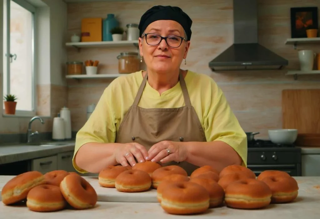 Chef making donut cake 