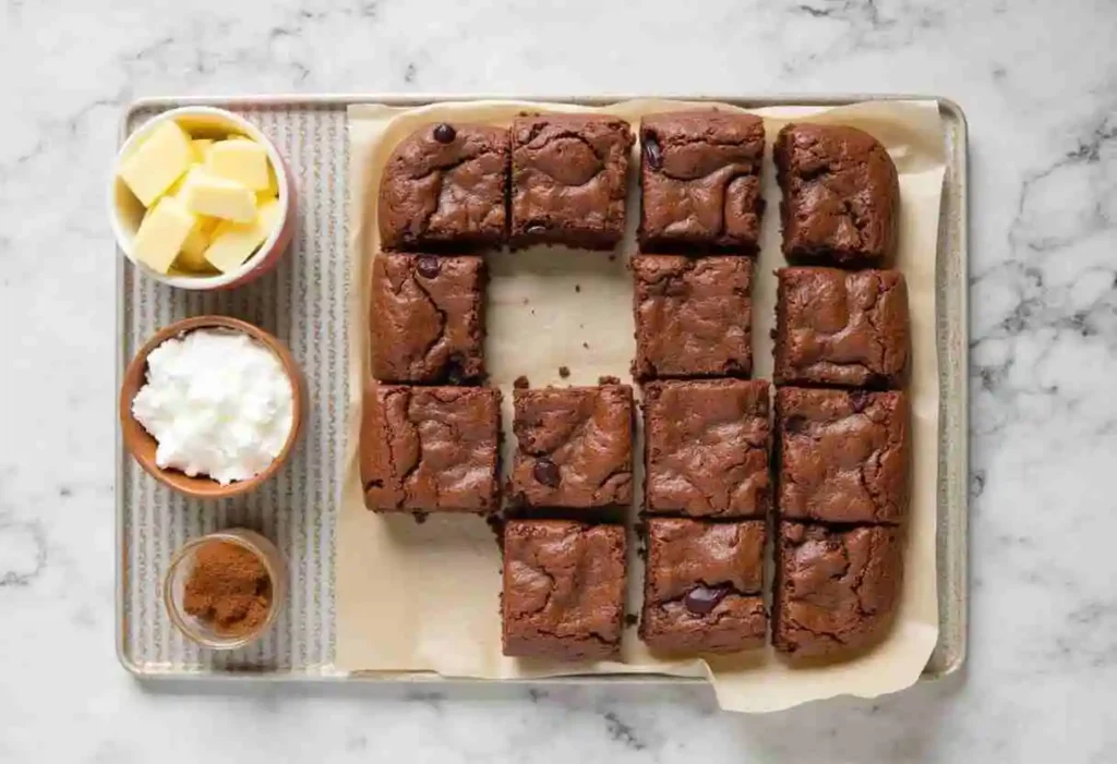 Step-by-step process of making cottage cheese brownies, including mixing ingredients, baking, and cooling to achieve a fudgy, guilt-free dessert.